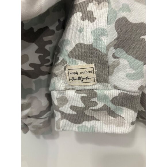 Simply Southern Women’s Size Large Camo Hoodie Sweatshirt Brown White Green Tan - Picture 2 of 6